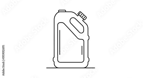 Black and white illustration of a plastic jerrycan with handle and cap, isolated on white background