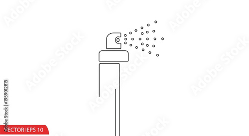 Spray can spraying aerosol particles, minimalist outline icon, vector illustration