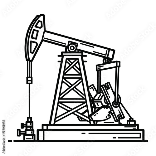 Oil pump jack machine for extracting crude petroleum  industrial equipment icon