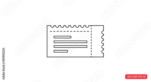 Ticket Icon Vector Illustration - Simple Line Art for Events, Travel, and Admission