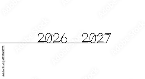 Timeline graphic with years 2026-2027 and a horizontal line