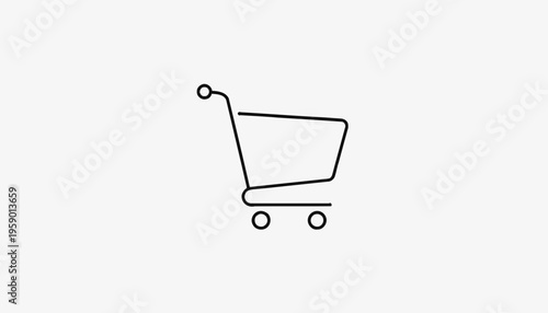 Simple Shopping Cart Icon Outline, E-commerce and Online Shopping Concept