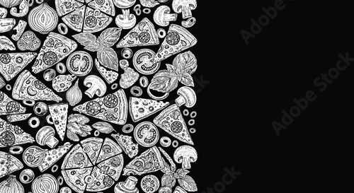 Pizza and Ingredients Hand-drawn Menu Background Vector Illustration