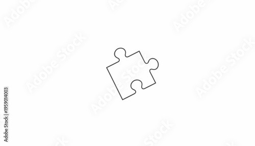 Single Puzzle Piece Outline on White Background