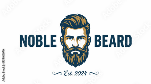 The logo presents a bearded man with an elegant style, representing masculinity, grooming, and sophistication. It resonates with modern trends in men's grooming and lifestyle brands.