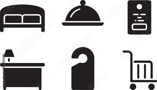 Hotel Icons Set Vector Illustration Of Furniture And Service Elements