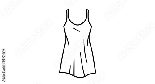 Simple Line Art Illustration of a Spaghetti Strap Slip Dress