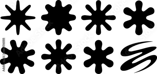 Abstract retro shapes, basic brutal forms and figures in Y2K aesthetics, Postmodern abstract geometric graphic elements, Refraction and distortion glass effect various form, Brutalist vector shapes