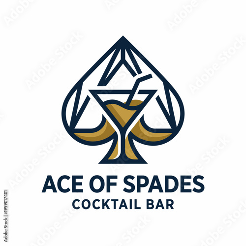 The Ace of Spades Cocktail Bar logo features a refined design with a spade symbol, reflecting sophistication and a premium cocktail experience in a stylish artistic format.