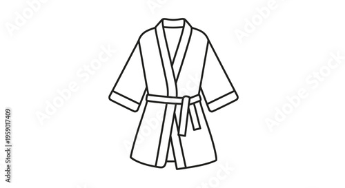Simple Line Art Icon of a Bathrobe with Belt