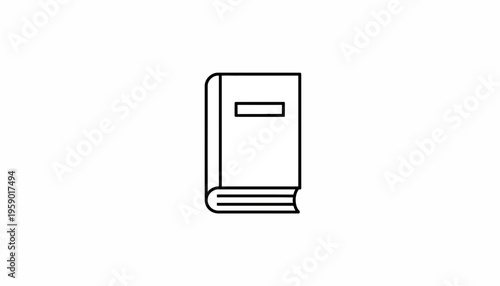 Simple Line Art Icon of a Closed Book, Symbolizing Knowledge and Education