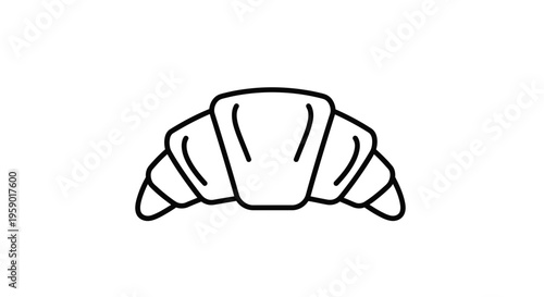 Simple line art icon of a croissant, a classic French pastry, isolated on white background.