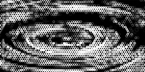Black and white abstract halftone pattern with hexagon shape for sporty and modern background. Vector Format Illustration
