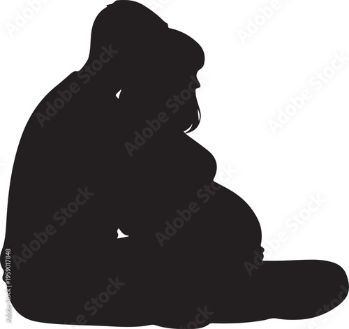 Husband Caring Pregnant Wife Silhouette, Pregnancy Love Support Couple Vector