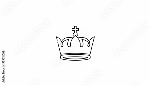 Royal Crown Icon, Simple Line Art, Symbol of Royalty and Power