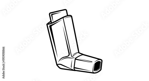 Asthma inhaler, medical device for breathing problems, isolated on white background, illustration