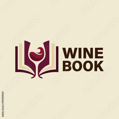 An elegant logo design featuring an open book and a wine glass, creatively combines literature and wine, appealing to enthusiasts of fine reading and quality vintages alike.