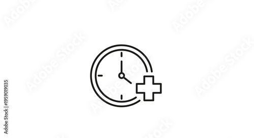 Clock with Plus Sign Icon: Time Management, Extra Time, Deadline, Schedule, Planning