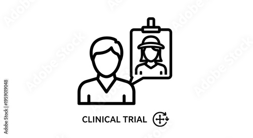 Clinical Trial Participant Icon with Clipboard and Patient Profile