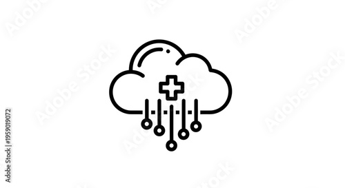 Cloud Computing with Medical Cross and Digital Connections Icon