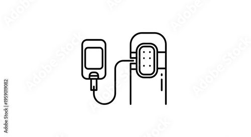 Continuous Glucose Monitor Icon: Insulin Pump and Sensor Connected to Arm