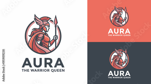 A captivating logo portraying a warrior queen, symbolizing strength and empowerment, ideal for brands that embody courage and resilience in their identity.