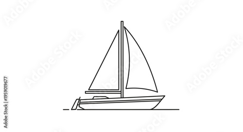 Minimalist Sailboat Line Art Icon