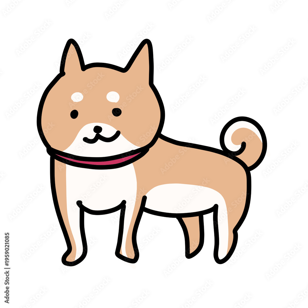 Obraz premium Cute cartoon dog vector mascot on black background