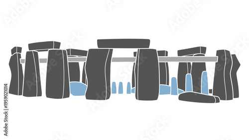 Graphic illustration of various gym equipment arranged on a white background with blue cityscape silhouette.