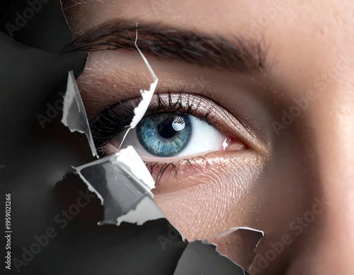 Intense Gaze - A Captivating Close-Up of a Piercing Blue Eye.