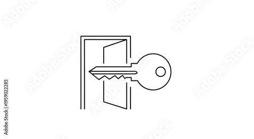 Key Unlocking Open Door, Access Granted, Security Concept, Entrance Revealed
