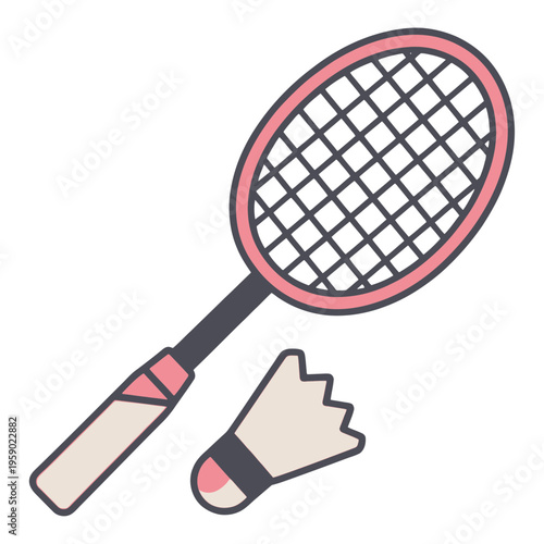 Badminton Racket With Shuttlecock Vector Icon