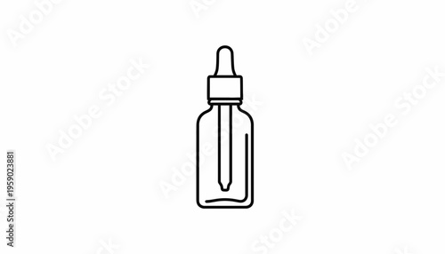 Glass Dropper Bottle Icon, Essential Oil Container Outline, Serum Dispenser