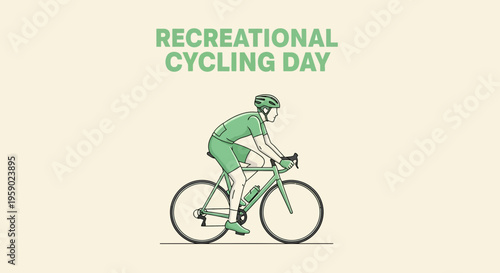 A Cyclist Rides Bicycle Celebrating Recreational Cycling Day For Sport and Outdoor Activities