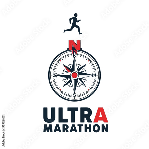 A Modern Ultra Marathon Compass Design Illustrating Endurance and Navigation for Sports Events