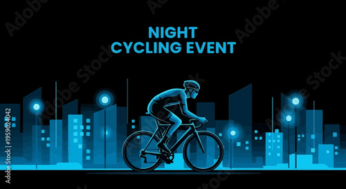 A Silhouetted Cyclist Enjoying a Night Cycling Event in a Neon-lit Metropolis