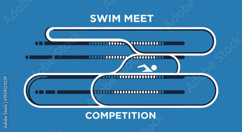Abstract Graphic Representing Competitive Swimming with Minimalist Modern Design Style