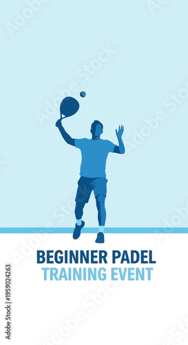 Active Beginner Padel Player in Silhouette Captures the Excitement of a Training Session