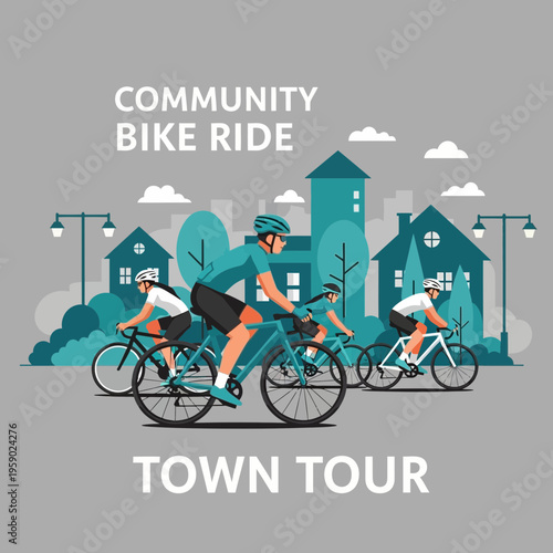 Active Community Bike Ride Through Picturesque Town Streets Scenic Urban Cycling Adventure