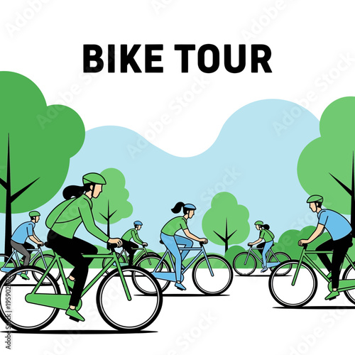 Active People Enjoying A Scenic Bicycle Tour Outdoors