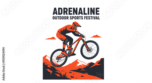 Adrenaline Filled Outdoor Sports Festival Depicting Mountain Bike Extreme Biking Action