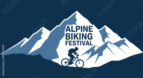 Alpine Biking Festival Graphic With Mountain Landscape
