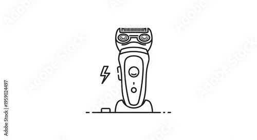 Electric Shaver Charging Icon, Line Art Style