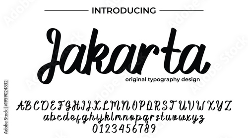 Jakarta Font Stylish brush painted an uppercase vector letters, alphabet, typeface