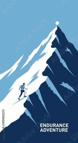 Ascending Snowy Peak Endurance Adventure Symbolizing Peak Performance