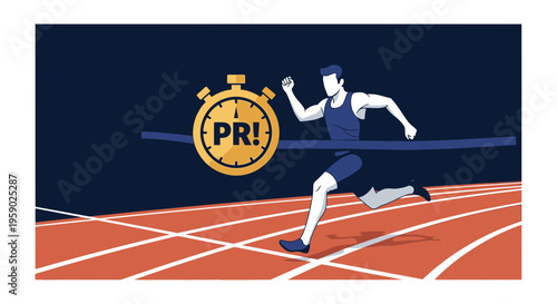 Athlete Achieving Personal Record While Crossing Finish Line on Track