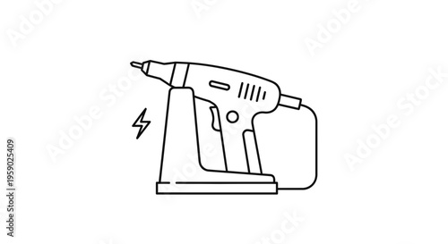 Cordless Hot Glue Gun on Charging Stand with Lightning Bolt Icon