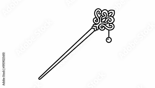 Elegant Vintage Hairpin, Chinese Traditional Hair Accessory, Ornate Hair Stick with Pendant