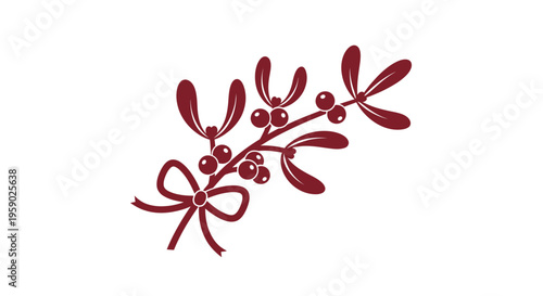 Red Mistletoe with Berries and Ribbon.