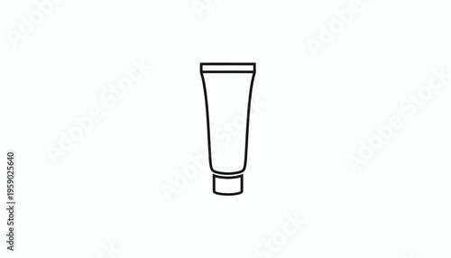 Cosmetic cream tube icon, simple line art illustration, isolated on white background